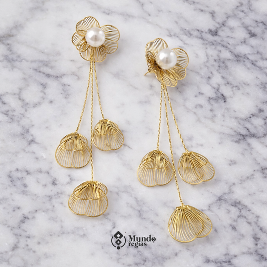 Aros Flor Perla Elegance