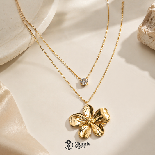 Collar Doble Flor Aura