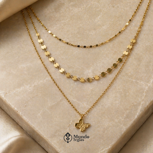 Collar Triple Mariposa