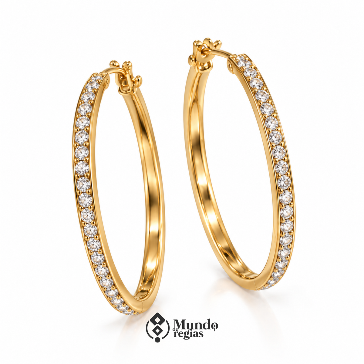 Aros Diamanté Enchapado en Oro