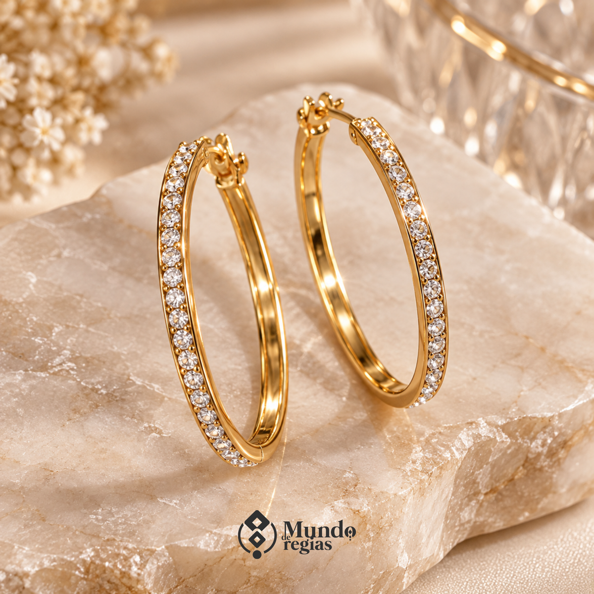 Aros Diamanté Enchapado en Oro