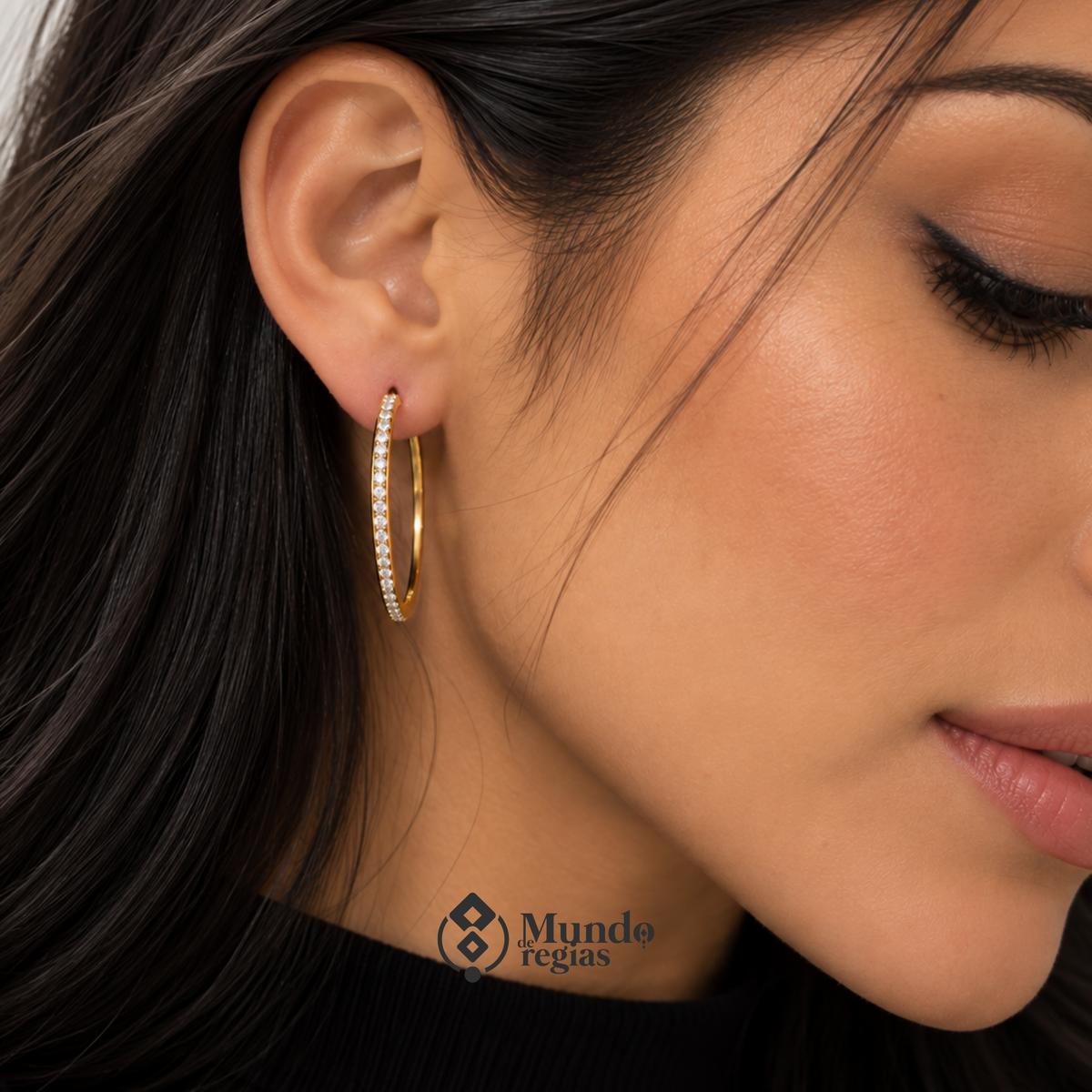 Aros Diamanté Enchapado en Oro