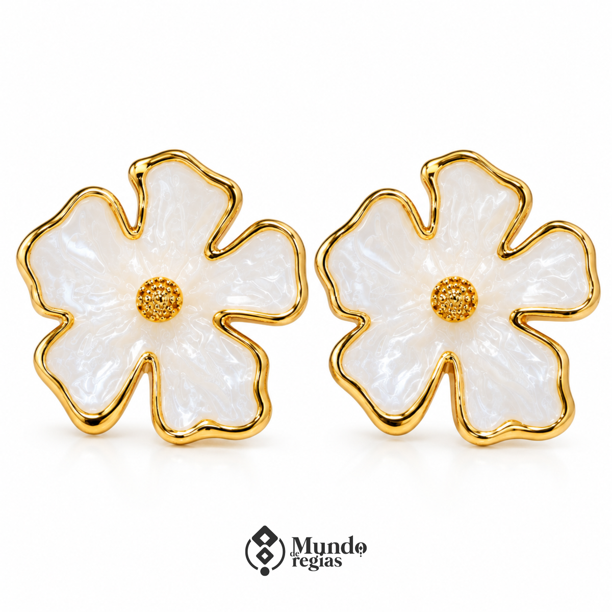 Aros Flor de Seda Enchapado en Oro