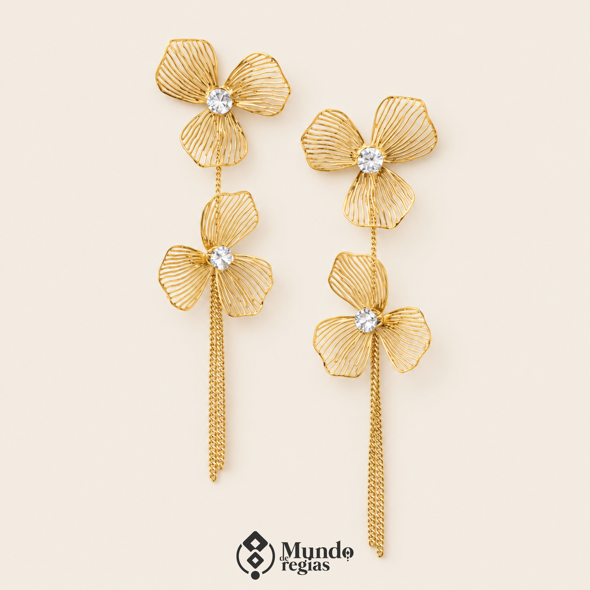 Aros Flor Glam Enchapado en Oro