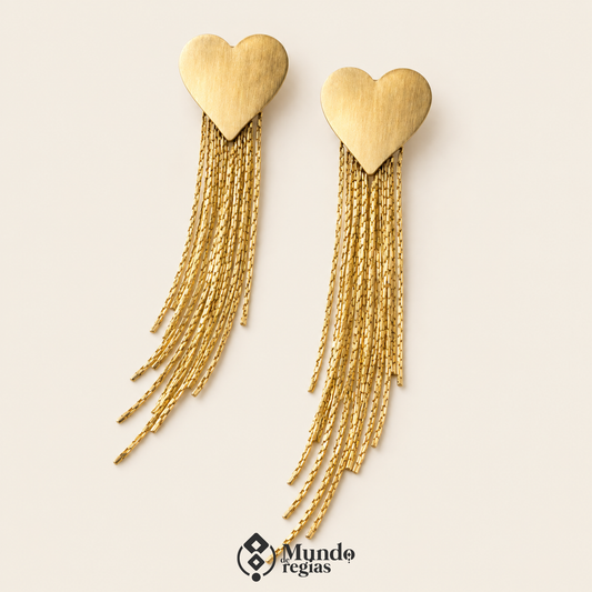 Aros Corazón Glam Enchapado en Oro
