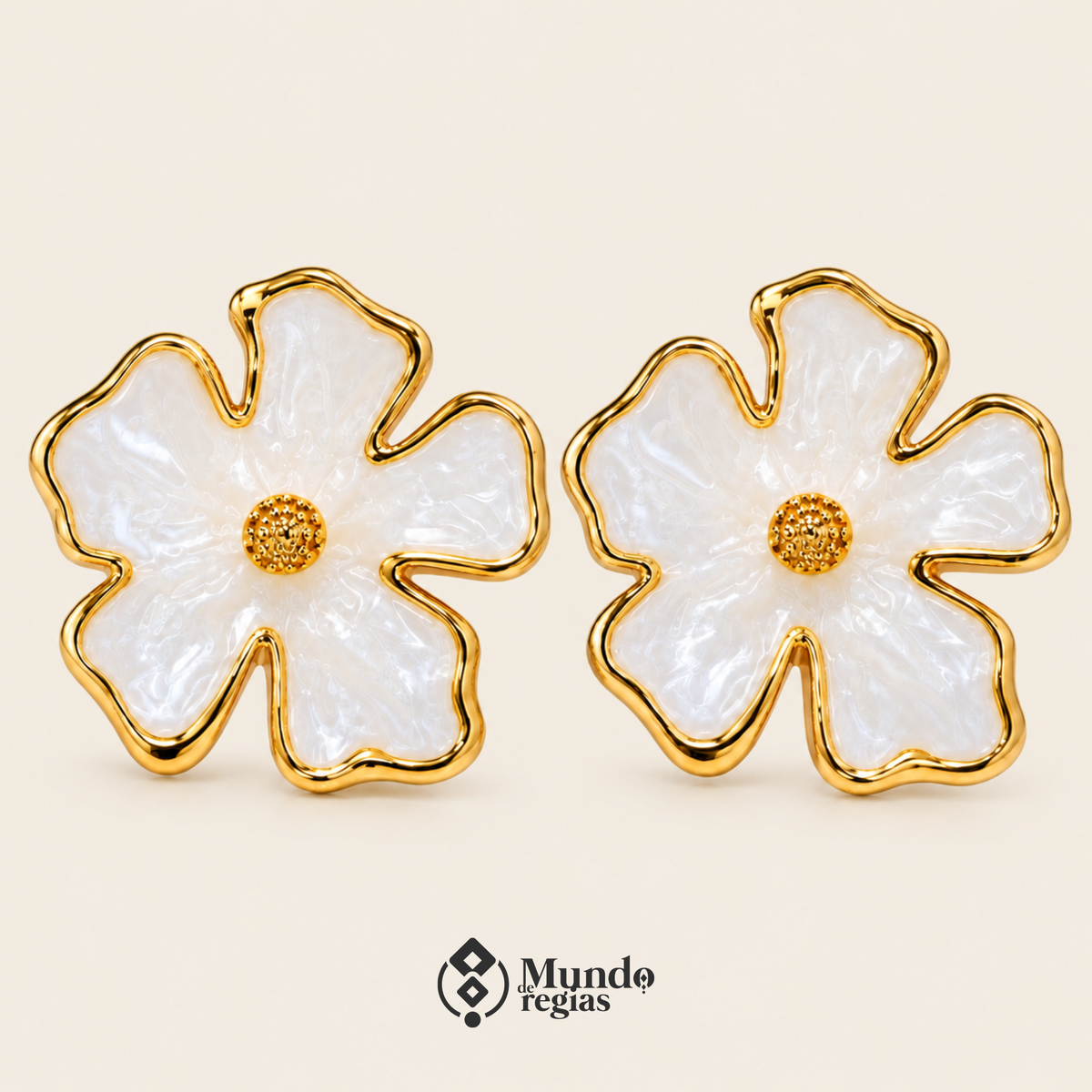 Aros Flor de Seda Enchapado en Oro