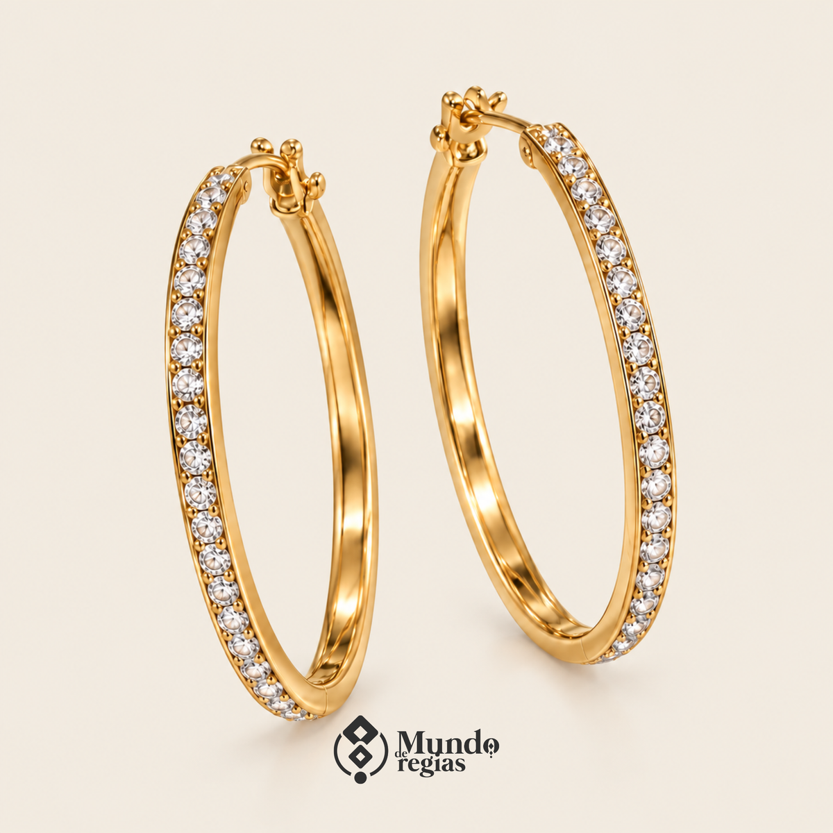 Aros Diamanté Enchapado en Oro