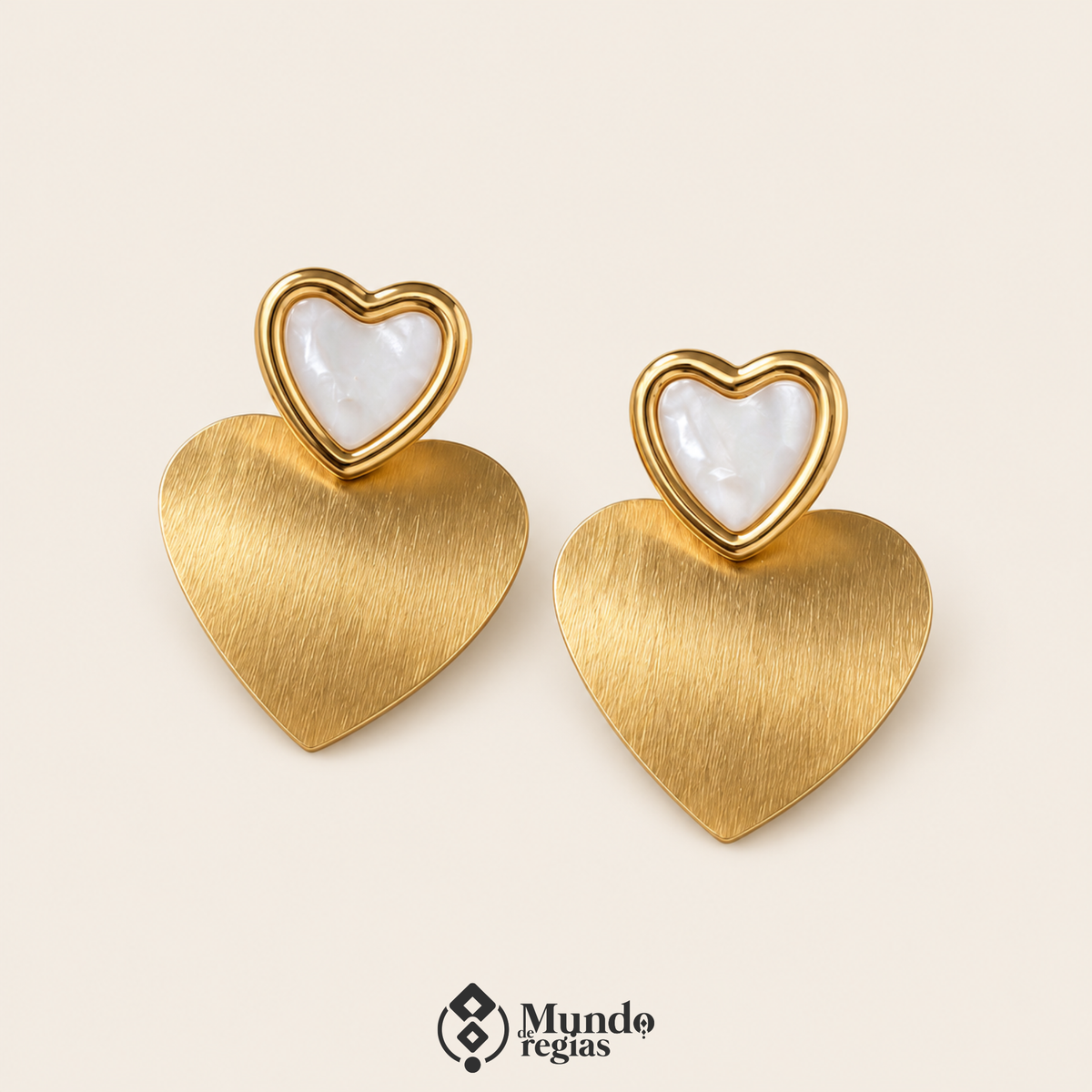 Aros Doble Corazón Enchapado en Oro