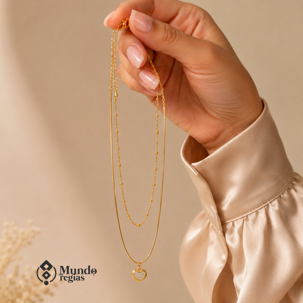 Collar Doble Amore Enchapado en Oro