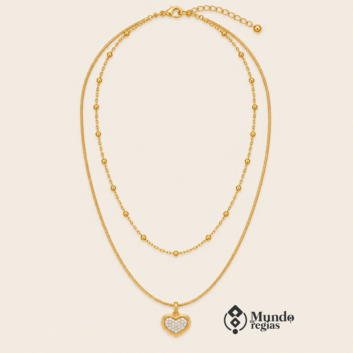 Collar Doble Amore Enchapado en Oro