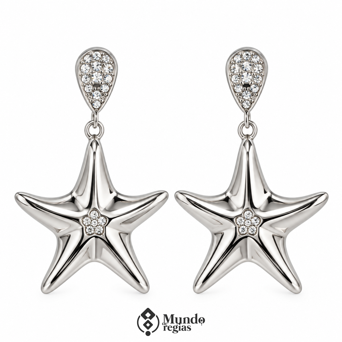 Aros Estrella Marina Acero Premium/ Enchapado en Oro