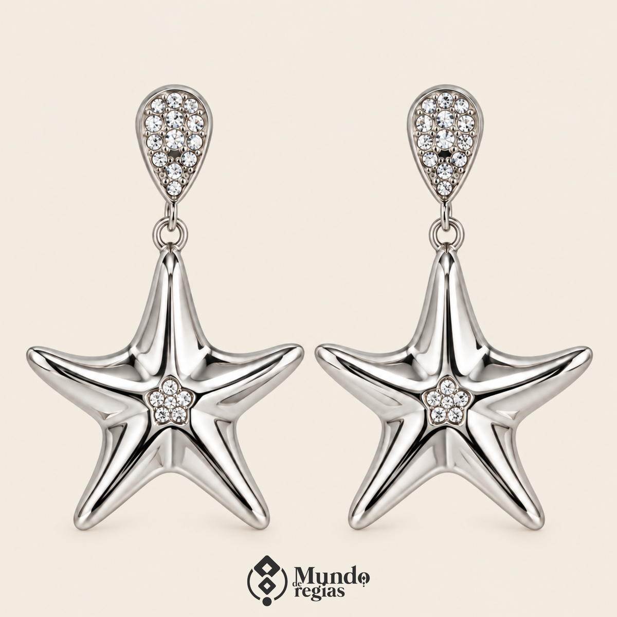 Aros Estrella Marina Acero Premium/ Enchapado en Oro